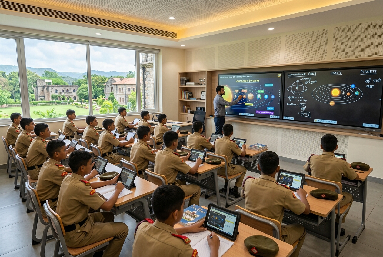 Interactive digital study setup in classroom
